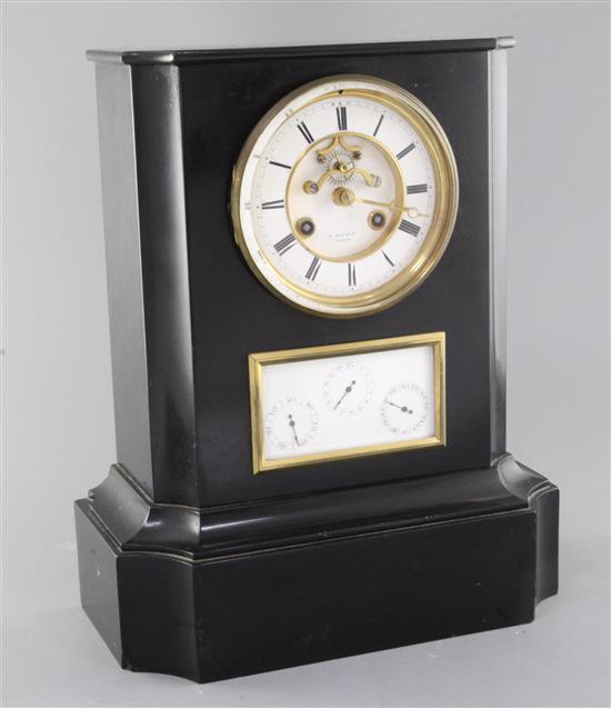 H. Rochat of Paris. A 19th century French black marble mantel clock, 15in.